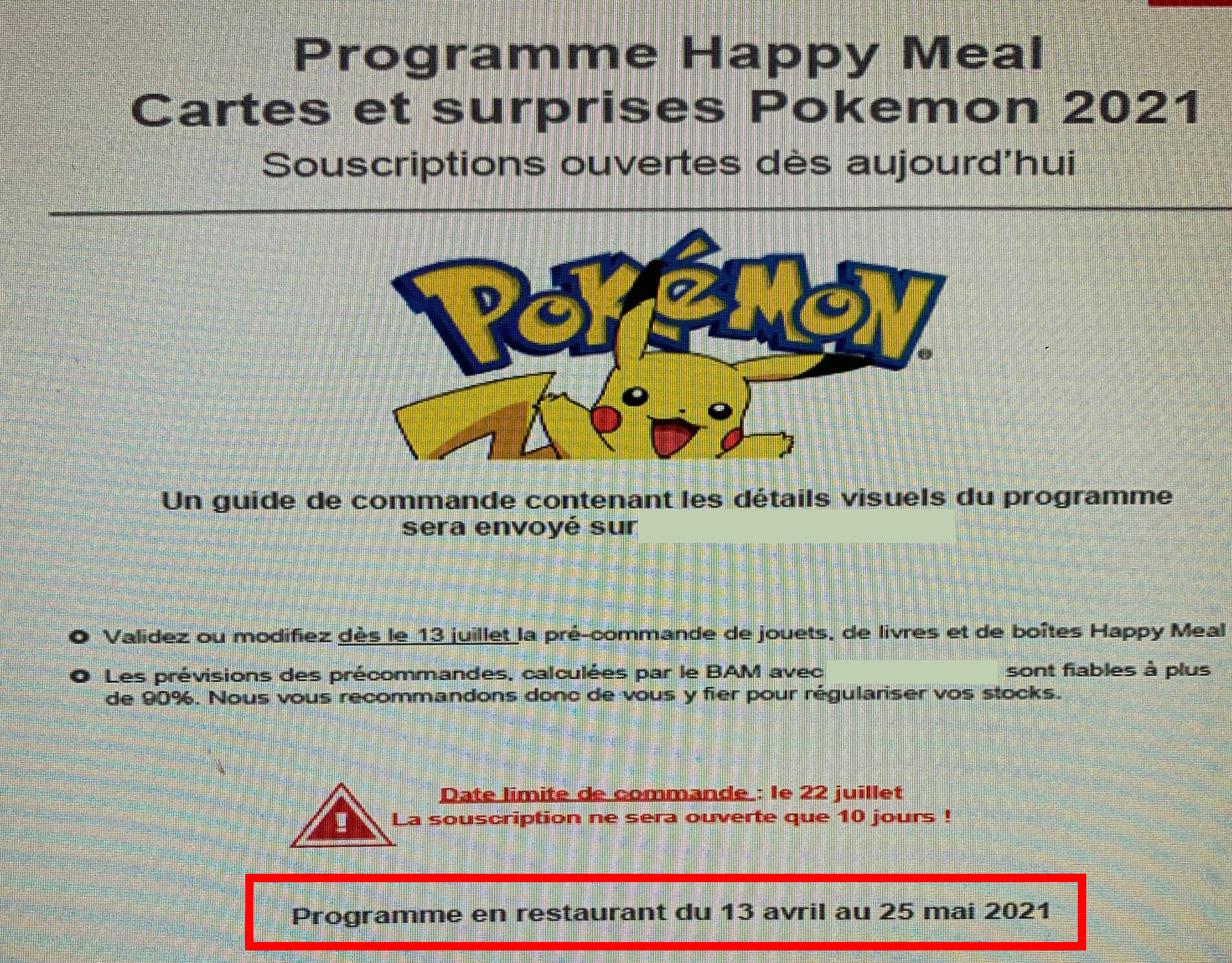 carte Pokémon happy meal 2021