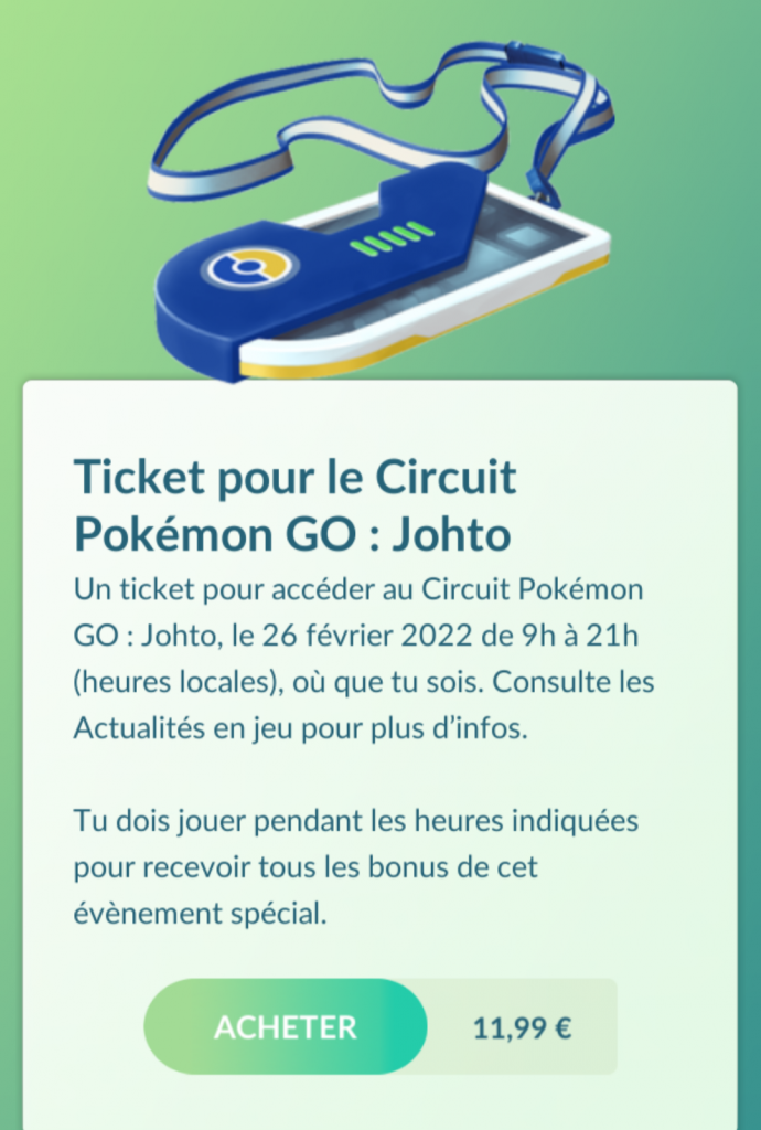 Circuit Pokémon GO Tour Johto