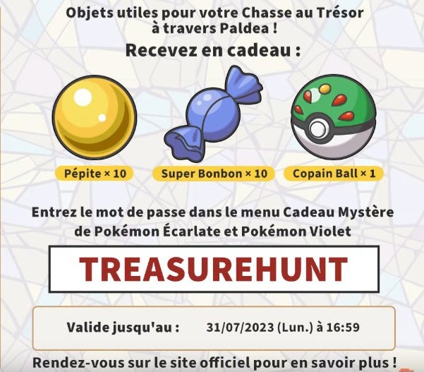 Pokémon Écarlate Violet : Distribution d'objets