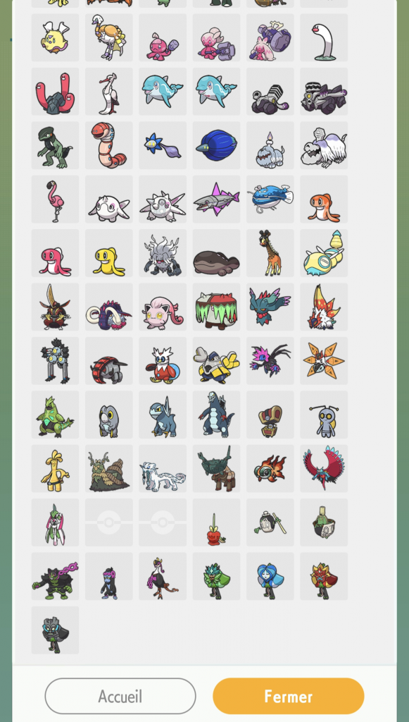 Règlement E liste Pokémon 