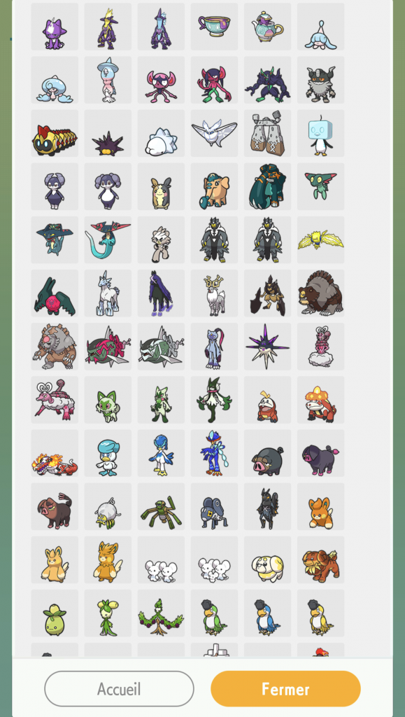 Règlement E liste Pokémon 