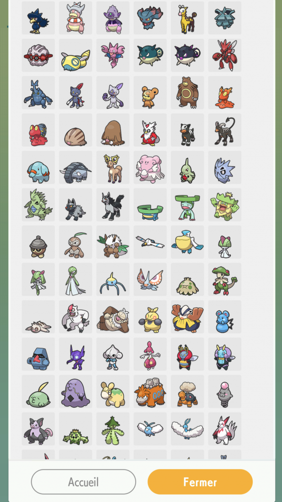 Règlement E liste Pokémon 
